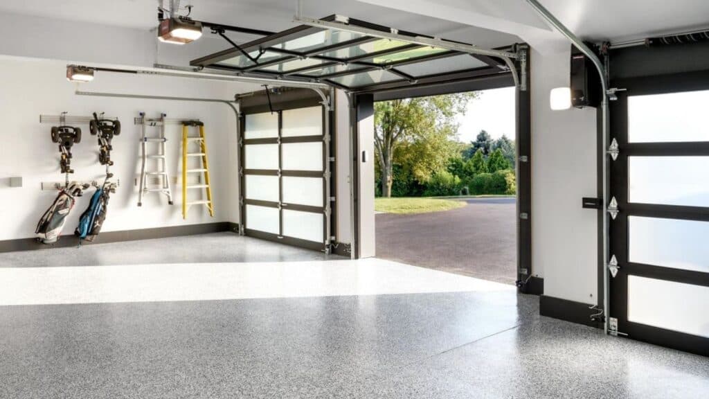 Light flake epoxy garage floor coating